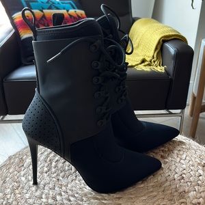 Alexander Wang Black Lace-Up Stiletto Boots